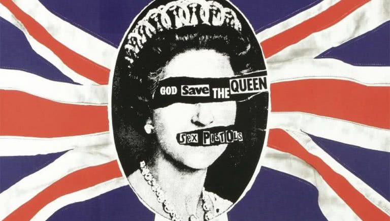 Promotional artwork for 'God Save The Queen' by the Sex Pistols