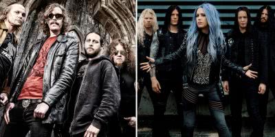 2 panel image of Opeth and Arch Enemy, two of the greatest Swedish metal bands of all time