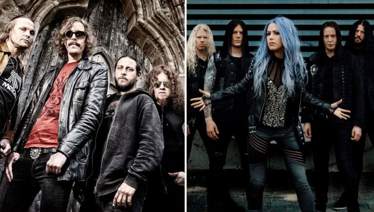 2 panel image of Opeth and Arch Enemy, two of the greatest Swedish metal bands of all time