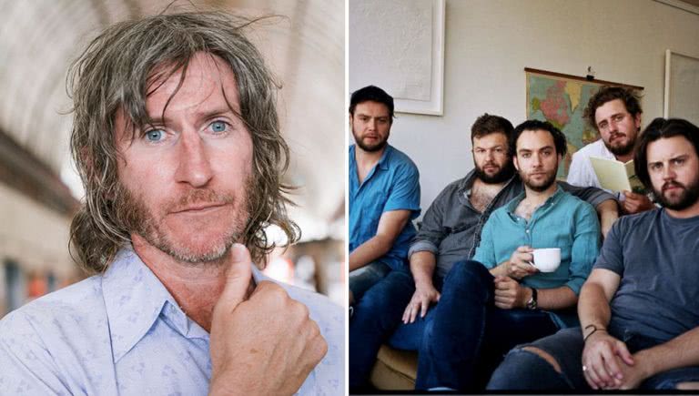Two panel image of Tim Rogers and Bad//Dreems, who are performing at the Adelaide bushfire benefit, Fire Aid