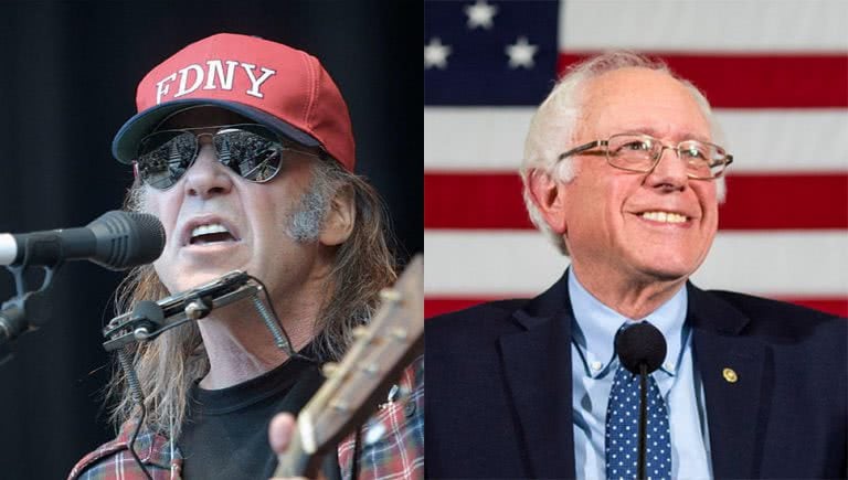 Photo of Neil Young and Bernie Sanders