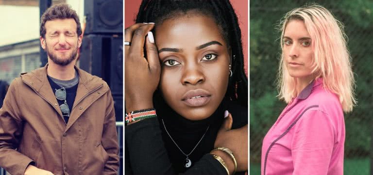 3 panel image of Harvey Sutherland, Elsy Wameyo, and Merpire, three Australian musicians to support during this time of crisis