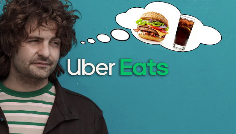 Adam Newling thinking about yummy Uber Eats Meals