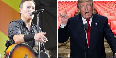 Double image of Bruce Springsteen and Donald Trump
