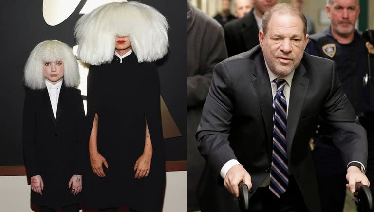 Photo of Sia and Maddie Ziegler, photo of Harvey Weinstein