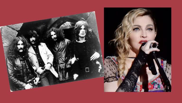 Custom image of Tony Iommi in Black Sabbath and Madonna.