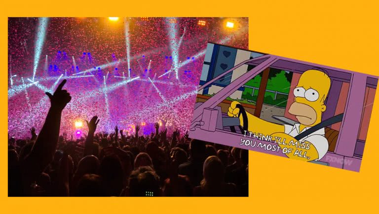 Custom image of live concert and Homer Simpson.