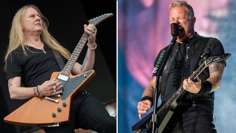 Split image of Alice In Chains guitarist Jerry Cantrell and Metallica frontman James Hetfield.