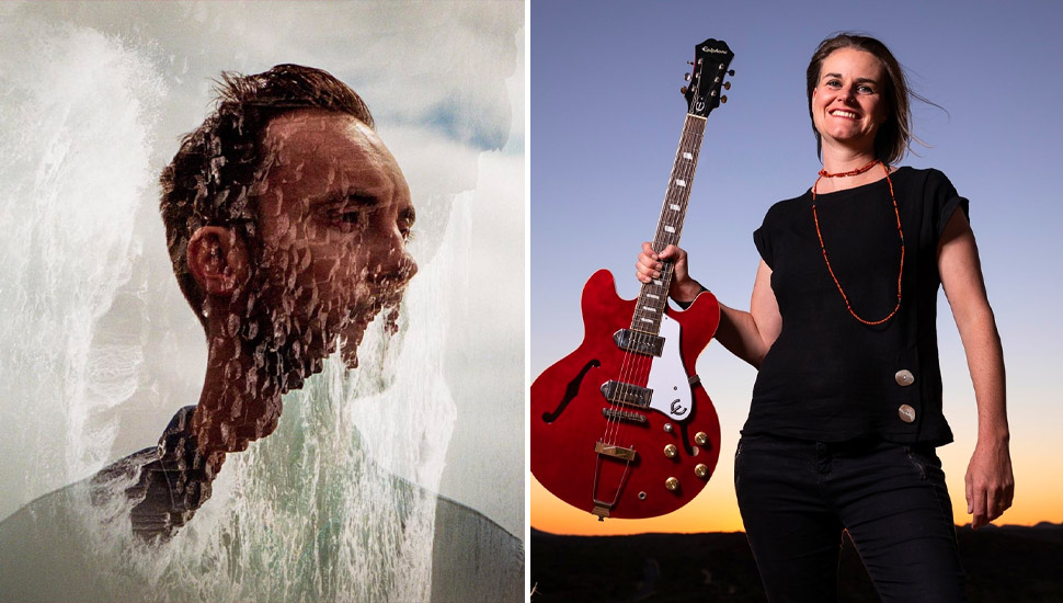 Two panel image of Resin Moon and Katie Harder, two of community radio’s Australian music picks