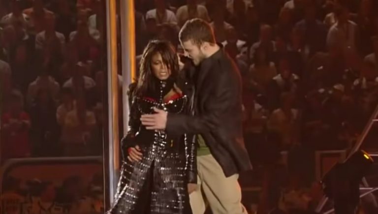 Janet Jackson's hot breast popped out of her dress as singer