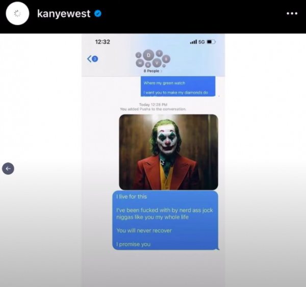 Kanye West group chat screen shot aimed at Drake