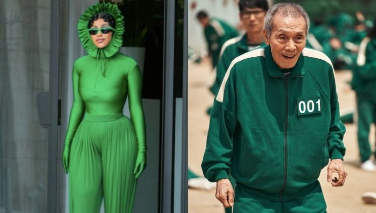 Twitter users have drawn comparisons between Cardi B's green tracksuit and the green tracksuits in Squid Game