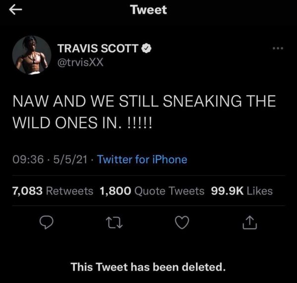 Travis deleted a tweet about letting people break into concerts