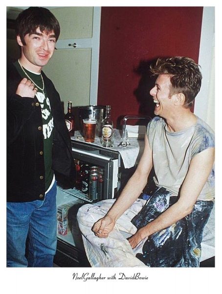 David Bowie and Noel Gallagher in 1995