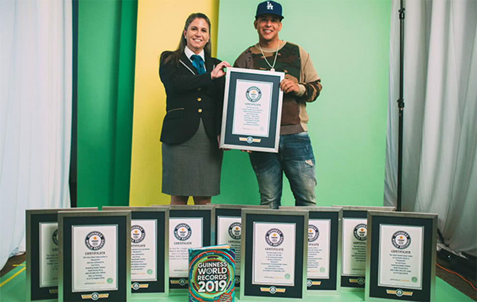 Daddy Yankee has just received his tenth Guinness World Record
