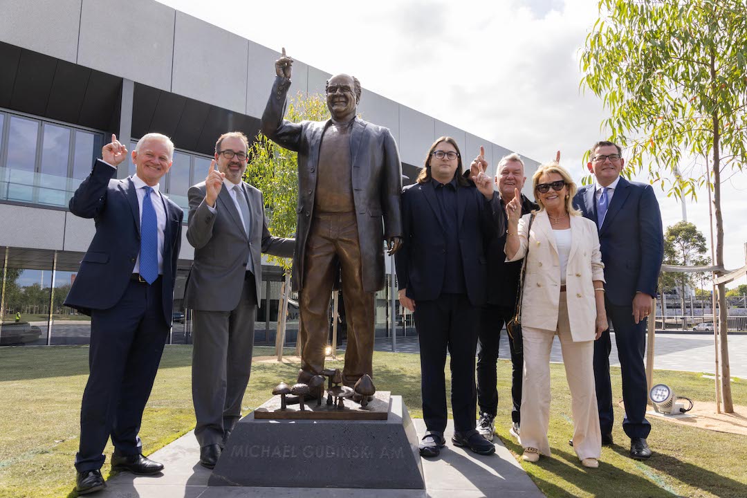 Michael Gudinski statue unveiled outside Melbourne’s Rod Laver Arena