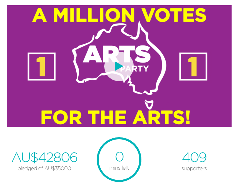 Arts Party’s crowdfunding campaign hits target