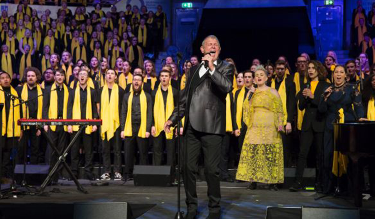 John Farnham makes surprise appearance at You’re The Voice choral event