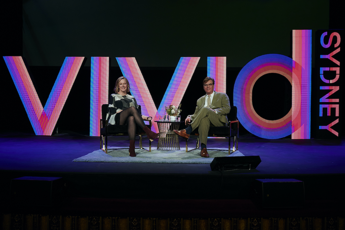 Leigh Sales interviews Aaron Sorkin as part of Vivid Ideas in Sydney 2022
