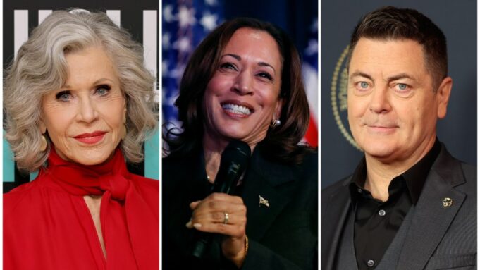 Jane Fonda, Kamala Harris and Nick